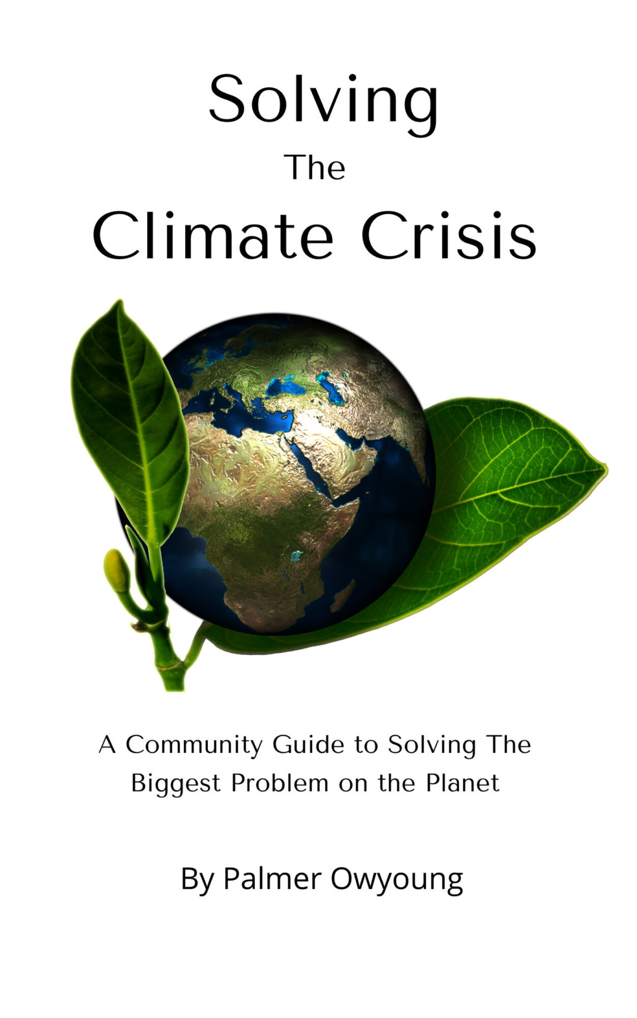 Solving the Climate Crisis Book Cover the Planet Earth Wrapped in a Leaf